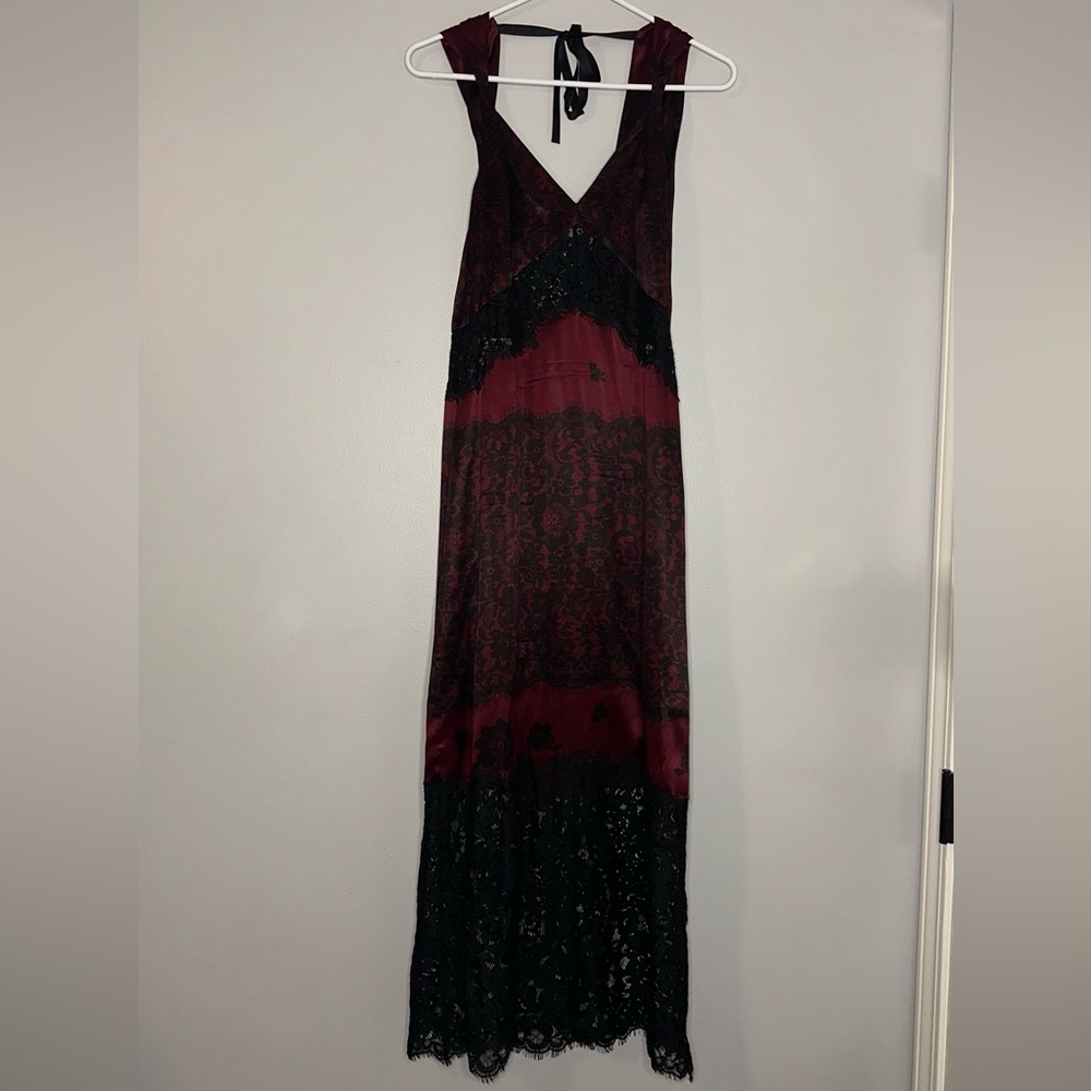 NEW Rachel Zoe Leilani Silk Lace Dress Mulberry Burgundy Black Size 2 - Picture 4 of 5